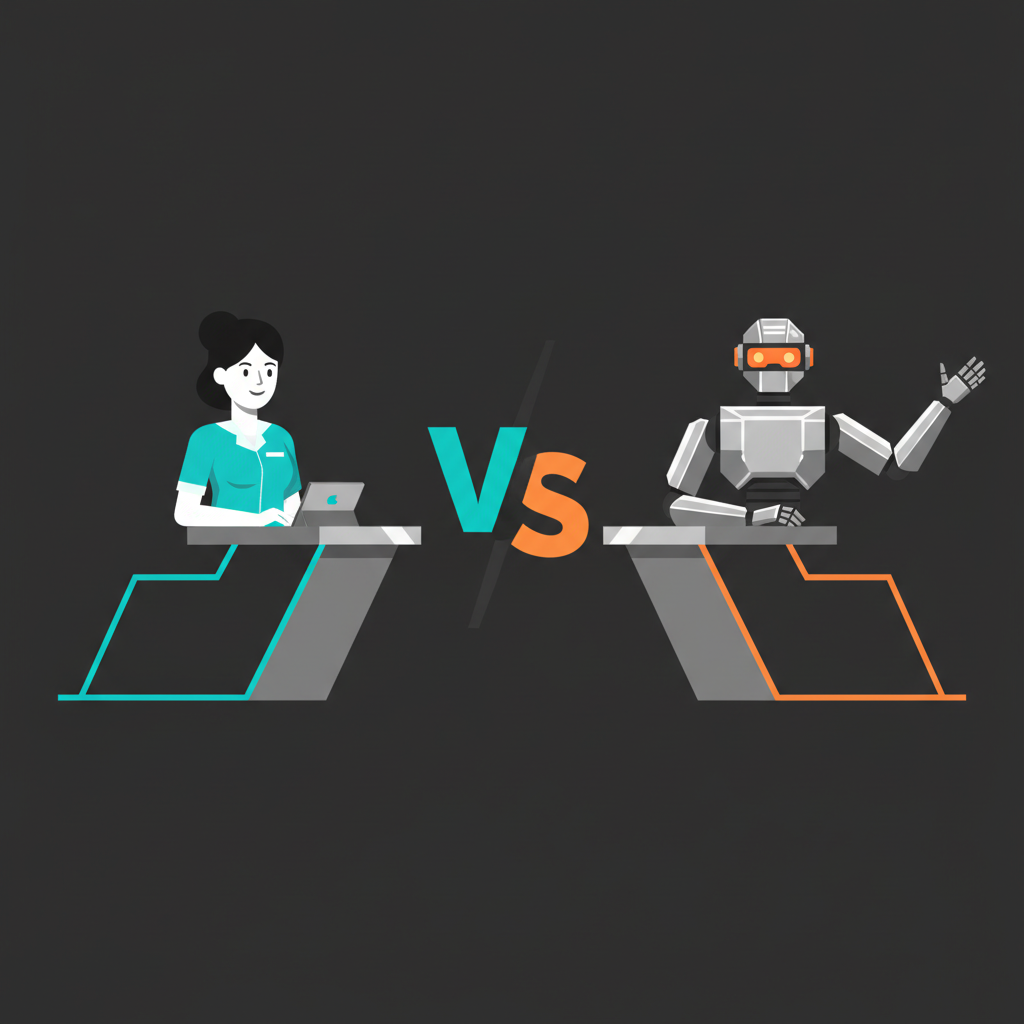 AI receptionist versus human receptionist side by side comparison for contractors