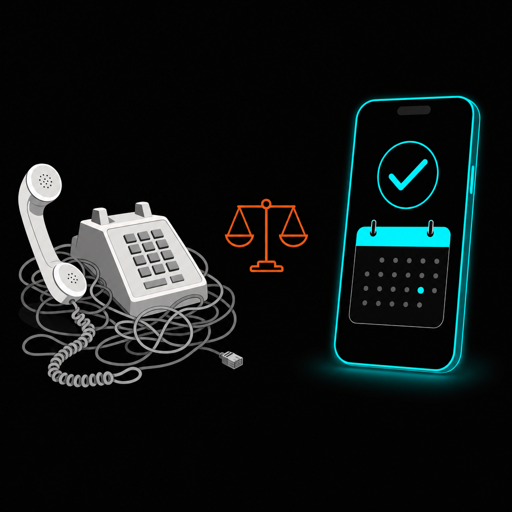 Comparison of answering services for restoration companies, old phone versus AI booking